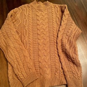 ASOS- cable knit brown tan cardigan sweater